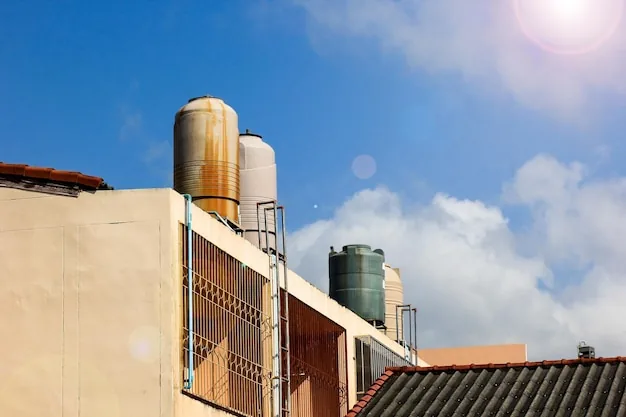 Tanques de agua en techo de edificio